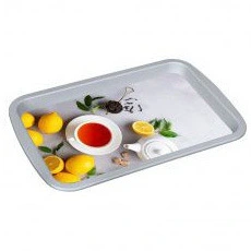 Поднос пластиковый 29,3*19,3*2см светло-серый с декором 435266230