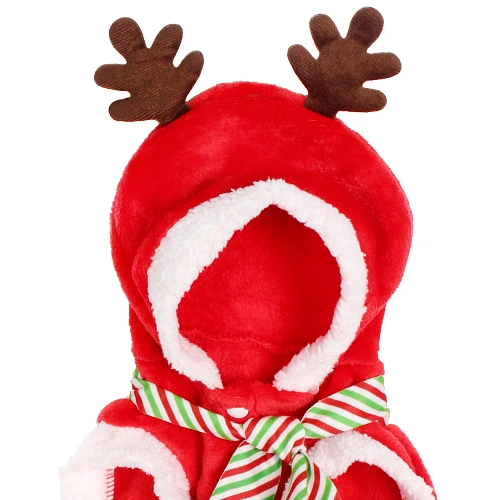 Кофта плюшевая с капюшеном для собак мелких пород  Олень Рудольф, размер XL (5040см)_12