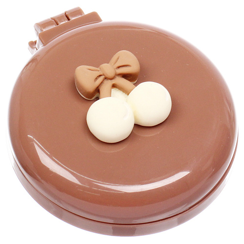 Расчёска массажная складная с зеркалом БАМБИ БУМ, цвет шоколад, d-65см (пакет с подвесом)_3