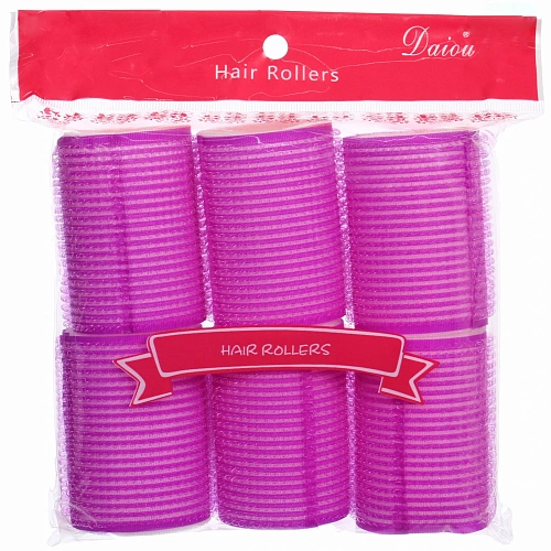 Бигуди-липучки с поролоном для сна мягкие 6шт Безупречные Локоны, цвет фуксия, 64,4см_4