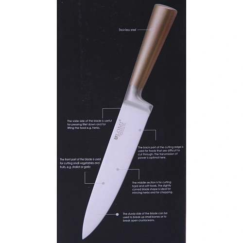 Набор ножей SHEF 6предметов (5ножей+подставка), золотая ручка_12