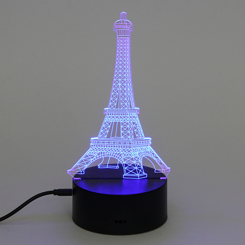 Светильник ночник 3D-Эйфелева башня на пластиковой подставке, с включателем USB_7