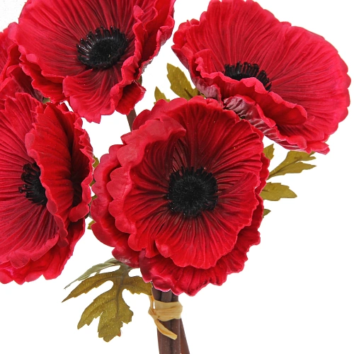 Цветы искусственные Natur 30см Маки 5шт бордовые_4