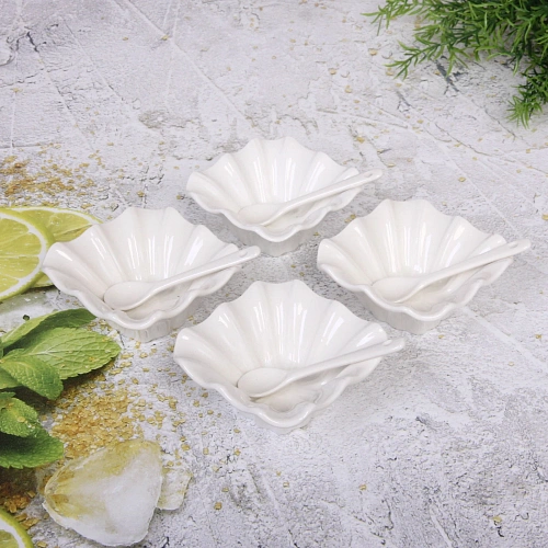 Набор соусников White magic 4шт с ложками Цветы_4