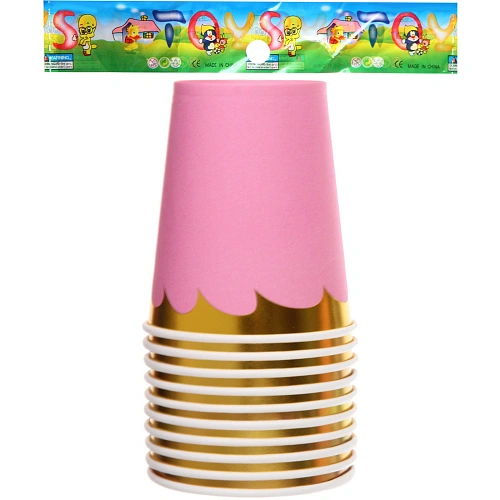 Стакан бумажный 0,2л в наборе 10 шт Праздничный день, розовый_4