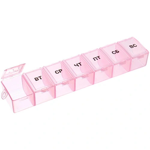 Таблетница - органайзер 7 ячеек Неделька, цвет голубой, розовый и прозрачный, 153,52,5см (пакет с подвесом)_21