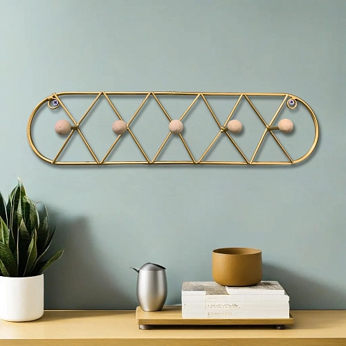 Ключница металлическая 5 крючков ЛОФТ ВОСТ, эбби, цвет золото, 4110,5см (лейбл Селфи)_4