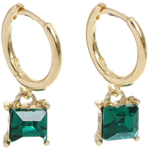 Серьги из гиппоалергенного сплава ЛАТТИ, глубокий зеленый, цвет серебро и золото, 2,5см_5