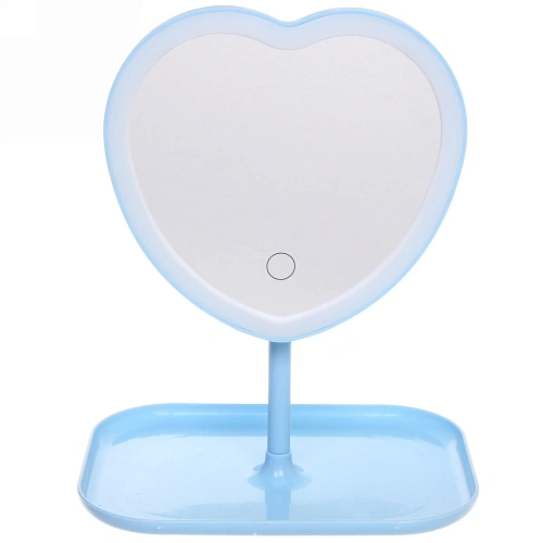 Зеркало настольное с подсветкой на подставке Mary Touch - Heart, цвет голубой, USB, 2029см_4