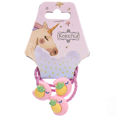 Резинки для волос детские 3шт "КАРАМЕЛЬКИ", ананасики, d-3см 