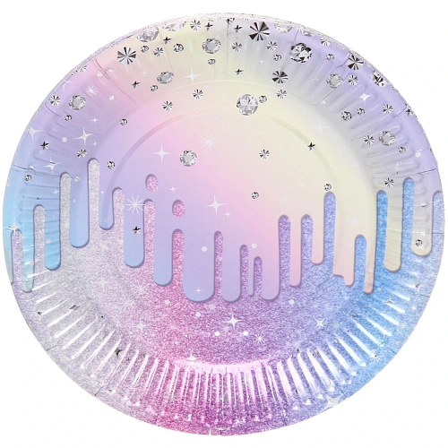 Тарелка бумажная 18 см в наборе 10 шт "Галактика", Розово-голубой
