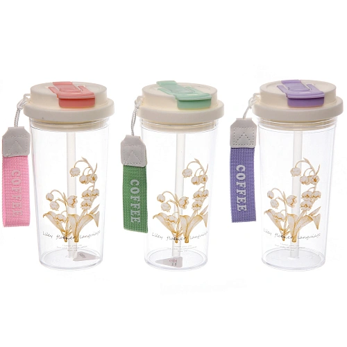 Бутылка питьевая пластиковая 500мл "Ландыши", микс цветов