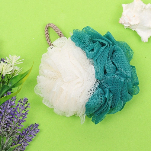 Мочалка нейлоновая Premium - NATARIO, цвет белый  бирюзовый, 1912см, 50гр, (ZIP пакет)_3