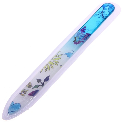 Пилка для ногтей стеклянная на блистере Ultramarine, ручка цветная в ассортименте 14см✦_22