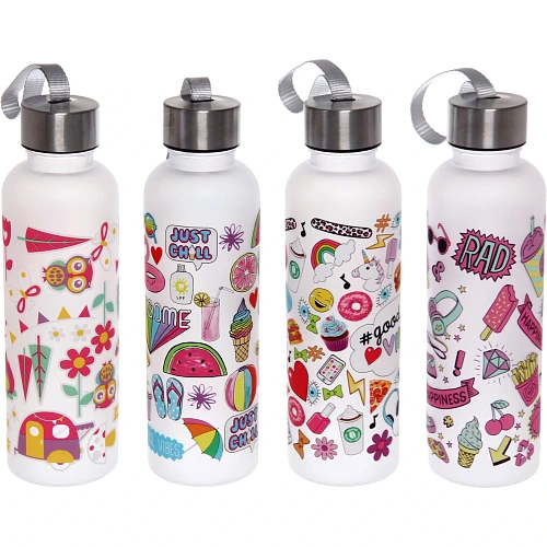 Бутылка питьевая пластиковая 600мл Летний микс, микс цветов_5