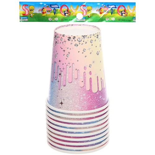 Стакан бумажный 0,2л в наборе 10 шт Галактика, Розово-голубой_3