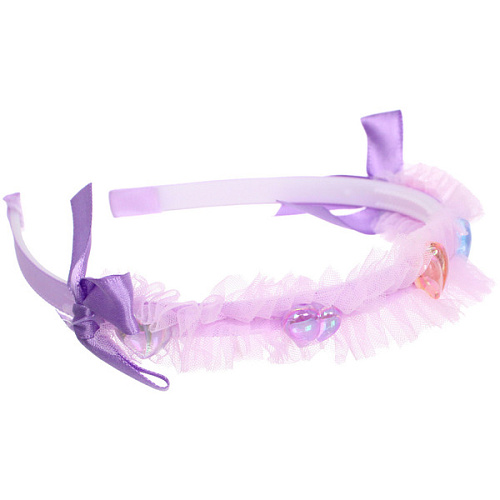 Ободок для волос детский БАМБИ БУМ, сердечки, цвет розовый, лавандовый и голубой, 15см_4