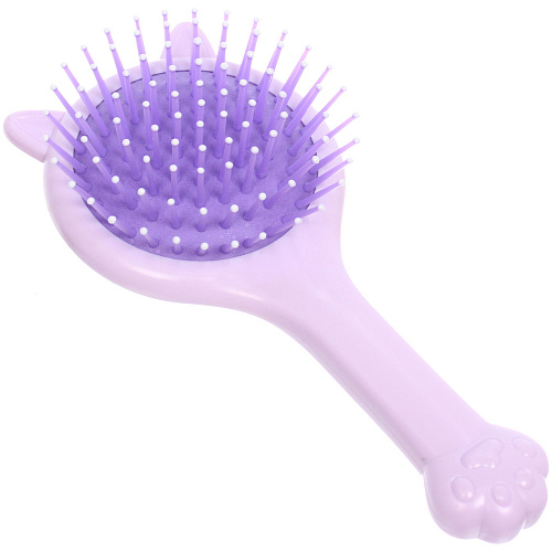 Расчёска массажная с зеркалом детская КАТИКОТИК, цвет лавандовый, 16см (коробка PVS)_4