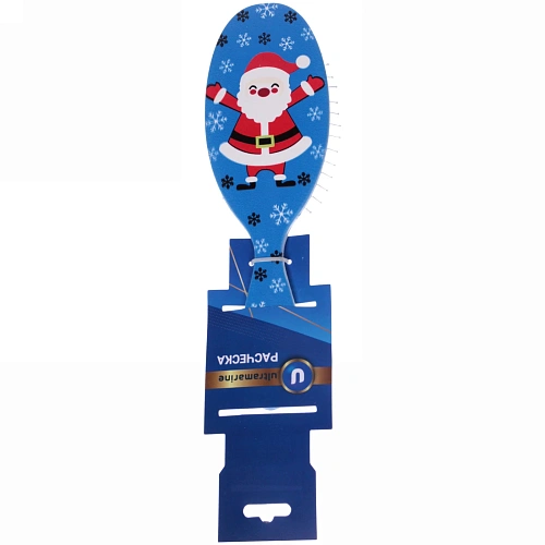 Расчёска массажная Mon Possier - Весёлый Дед Мороз, цвет синий, 7,522,5см_5