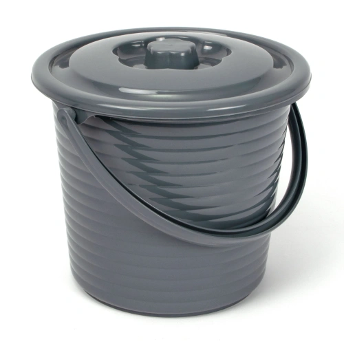 Ведро пищевое с крышкой рифленое RUNIS 5 л пластик, графит