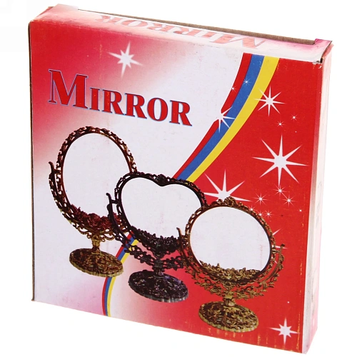 Зеркало настольное в пластиковой оправе Версаль - Овал цвет золото, двухстороннее 20см _11