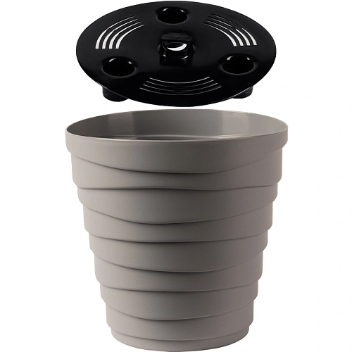 Кашпо для цветов пластиковое 1,4л d-14,5см Бархан Серый жемчуг_2