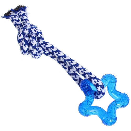 Игрушка - канат для собак мелких и средних пород НЕСКУЧАЙКА, цвет синий, 20см  45гр (лейбл)_3