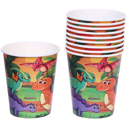 Стакан бумажный 0,2л в наборе 10 шт "Славные динозаврики"