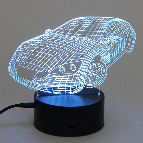 Светильник ночник 3D-Тачка на пластиковой подставке, с включателем USB_4