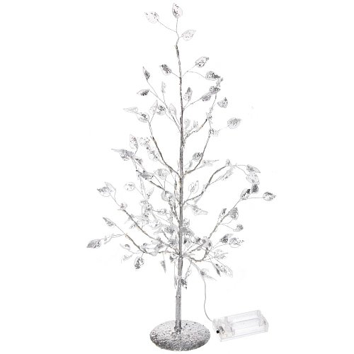 Дерево декоративное Зимнее чудо 50 cм, (с подсветкой на батарейках 2хАА), Серебро_2
