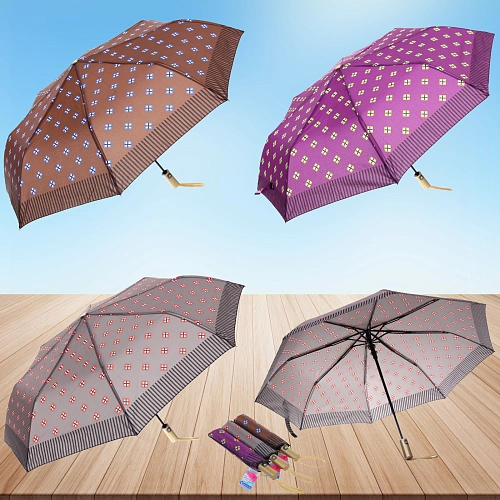 Зонт женский полуавтомат Канада, микс 6 цветов, 8 спиц, d-100см, длина в слож виде 30см_3