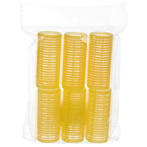 Бигуди липучки, 6шт, однотонные, цвет желтый, d-2,5см_4