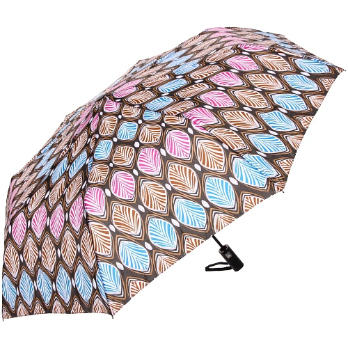 Зонт женский полуавтомат Ultramarine- Маниока, микс 6 цветов, 8 спиц, d-100см, длина в слож виде 28см, голубые цветы_18