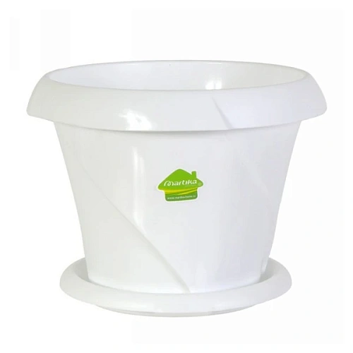 Кашпо для цветов пластиковое 2,8л d-21,5см "Флориана" с поддоном белый С386БEЛ