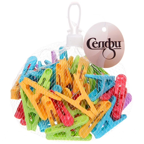 Прищепка бельевая Конфетти 50 шт, сетка Селфи_3