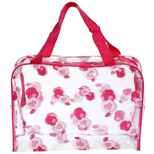 Косметичка прозрачная Adventure - Peas, яблочки, цвет розовыйй, 16239см_3