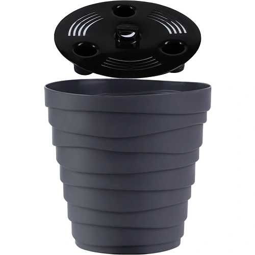 Кашпо для цветов пластиковое 1,4л d-14,5см Бархан Антрацит_2