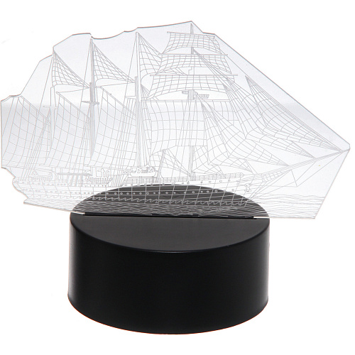 Светильник ночник 3D-Корабль на пластиковой подставке, с включателем USB_3