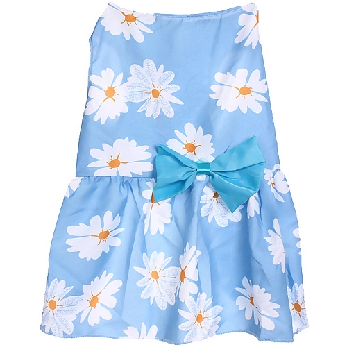 Платье для кошек и собак мелких пород Бонита на прогулке, ромашки, размер ХL, длина спинки 32-34см_5