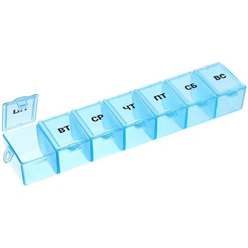 Таблетница - органайзер 7 ячеек Неделька, цвет голубой, розовый и прозрачный, 153,52,5см (пакет с подвесом)_22