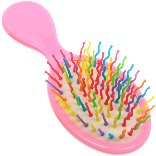 Расческа массажная детская и 2 резинки МИЛА, клубника, цвет розовый, 145,5см (пакет с подвесом)_5