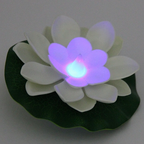 Растение водоплавающее Кувшинка d-10см с подсветкой от контакта с водой, белый_9