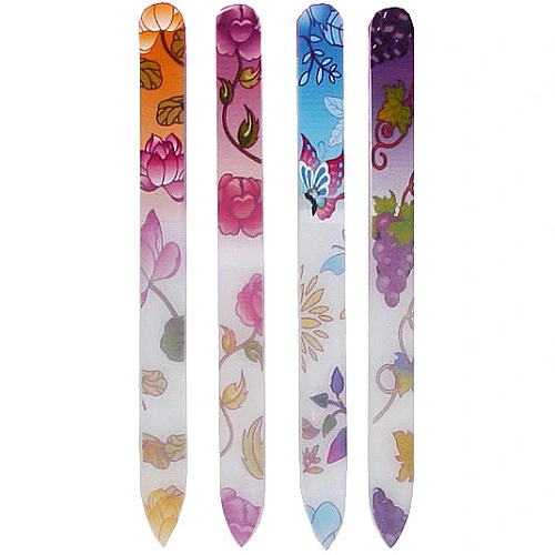 Пилка для ногтей стеклянная на блистере Ultramarine, ручка цветная в ассортименте 14см✦_18