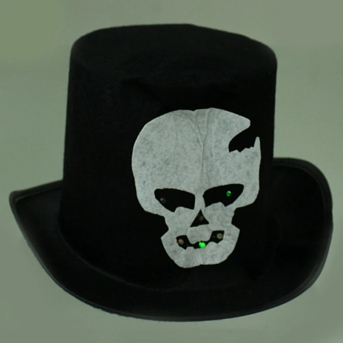 Шляпа карнавальная Helloween - Цилиндр череп с подсветкой_4