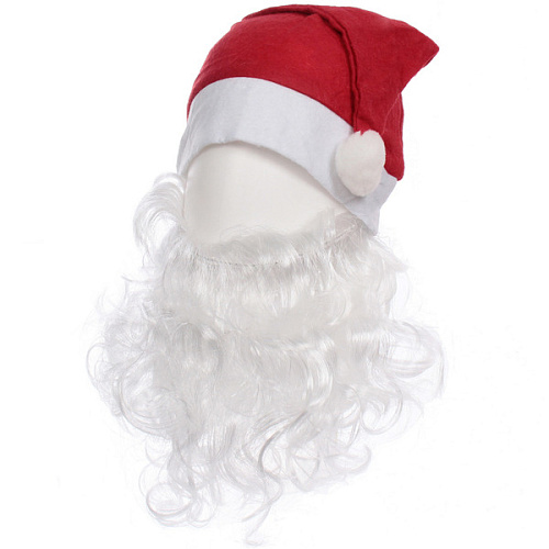 Карнавальный аксессуар Борода Деда Мороза с колпаком_3