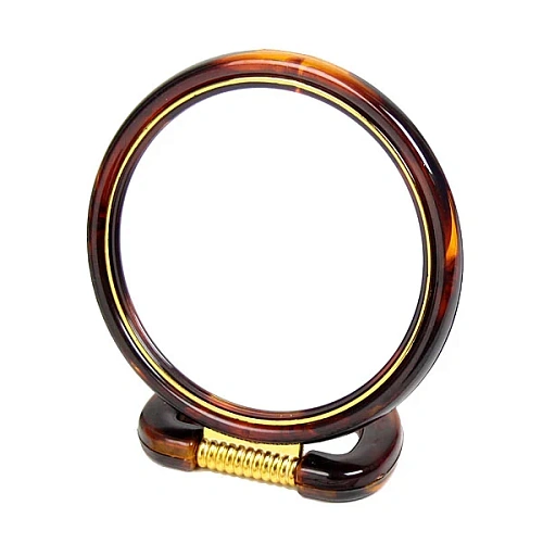 Зеркало настольное двухстороннее в пластиковой оправе "Янтарь" круг, подвесное d-15см 