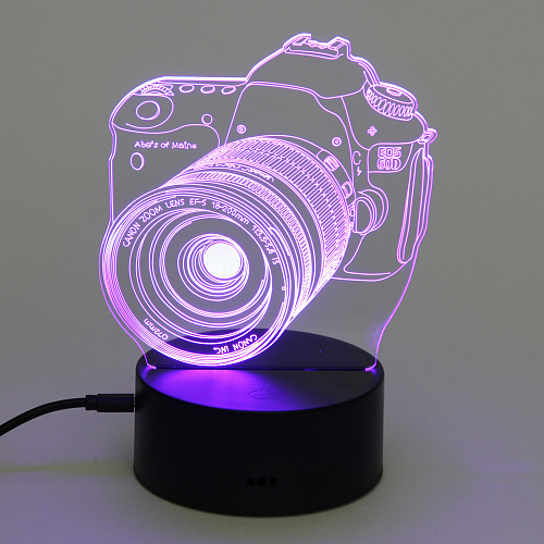 Светильник ночник 3D-Фотоаппарат на пластиковой подставке, с включателем USB_9