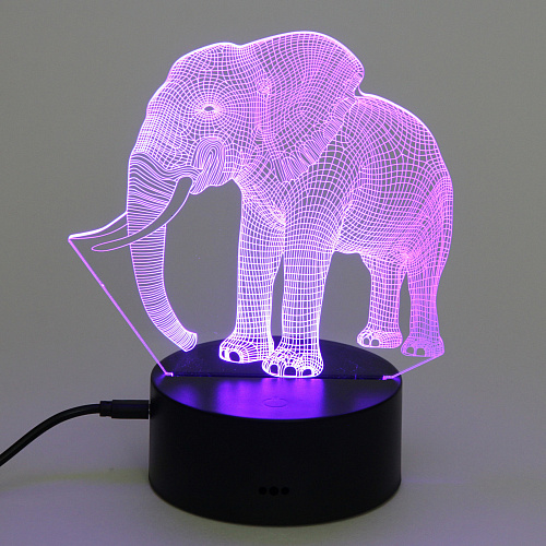 Светильник ночник 3D-Мамонт на пластиковой подставке, с включателем USB_9