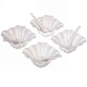 Набор соусников "White magic" 4шт с ложками "Цветы"