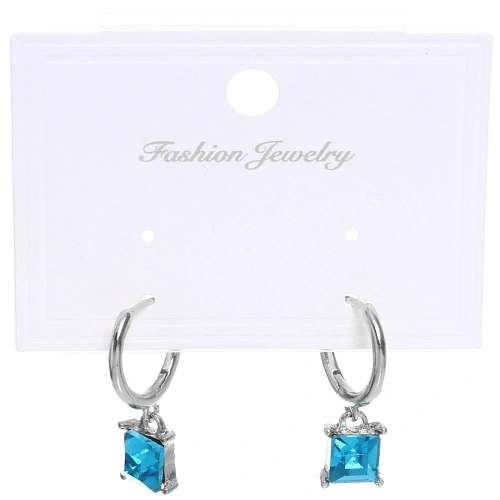 Серьги из гиппоалергенного сплава ЛАТТИ, аквамарин, цвет серебро и золото, 2,5см_7